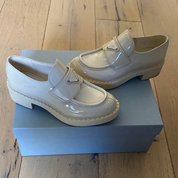 Prada Beige Patent Leather Loafers - Picture 2 of 2